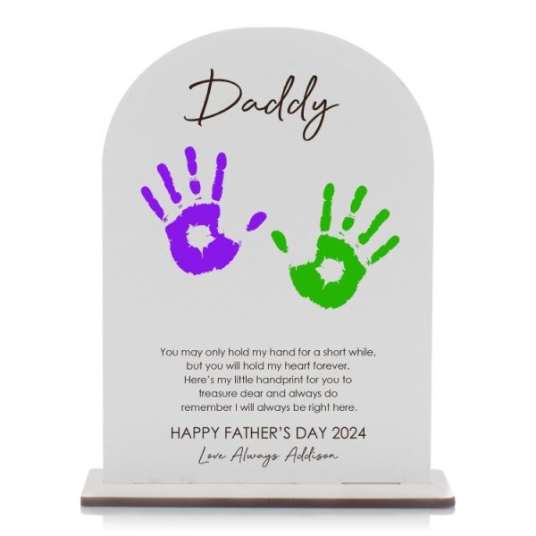 personalised father's day plaque with handprints