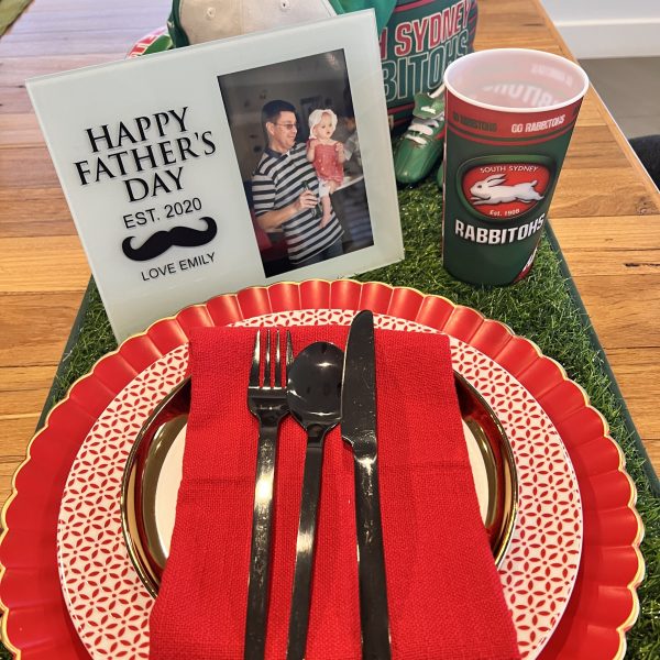 footy table decor idea for fathers day