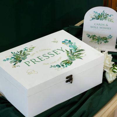 Personalised Native Florals Wedding Wishing Well Keepsake Box