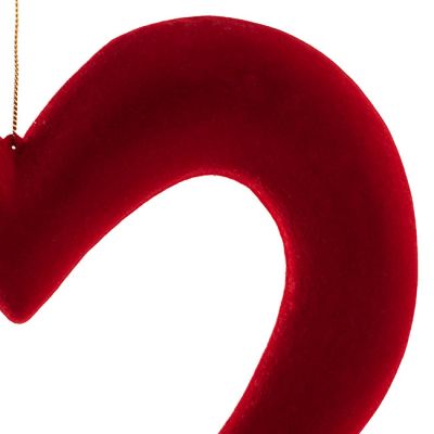 Hanging Love Heart Outline -Dark Red Flocked 24cm