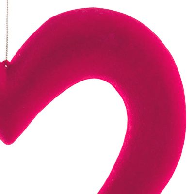 Hanging Love Heart Outline - Hot Pink Flocked 24cm