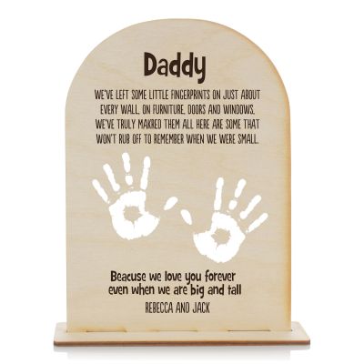 Personalised Etched Daddy Handprint Plaque