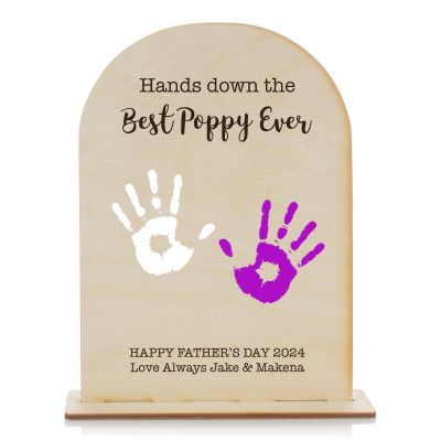 Personalised Etched Hands Down Best Poppy Plaque