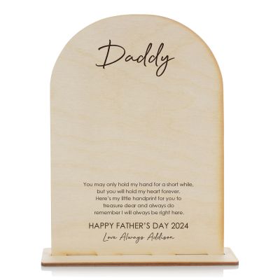 Personalised Etched Hold my Heart Handprint Plaque