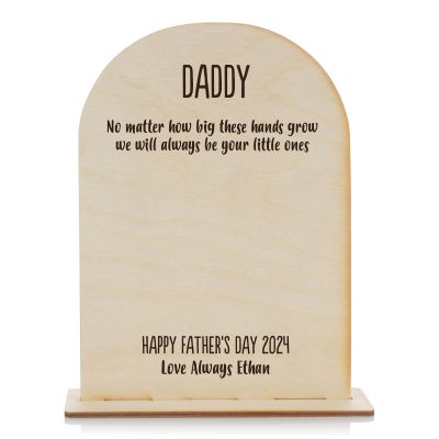 Personalised Etched Daddy's Little Ones Handprint Plaque