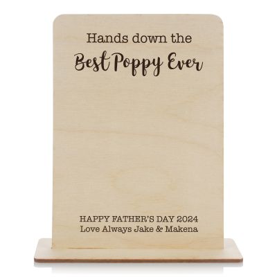 Personalised Etched Hands Down Best Poppy Plaque