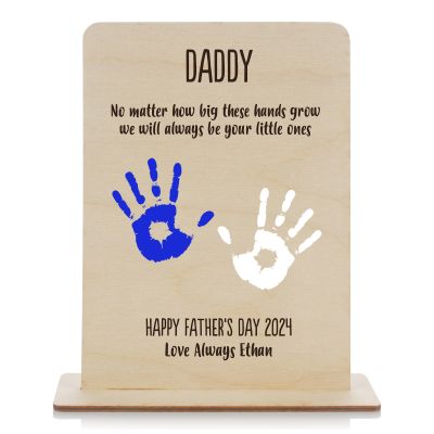 Personalised Etched Daddy's Little Ones Handprint Plaque