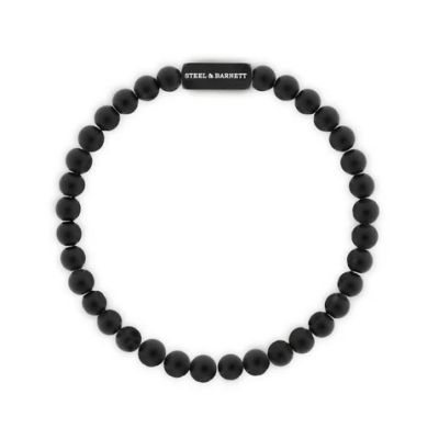 Steel and Barnett - Natural Ned "Black Edition" - Matte Black Stone Bracelet - Black - Medium