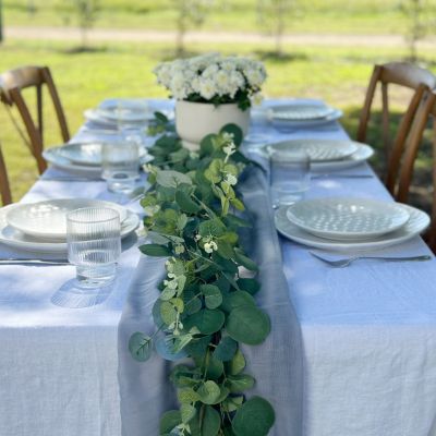 Blue Grey Muslin Cloth Long Table Runner - 4.5m