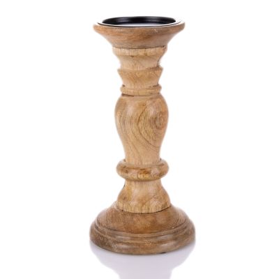 Coastal Wood Pillar Candle Holder 24cm