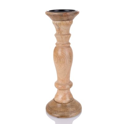 Coastal Wood Pillar Candle Holder 32cm