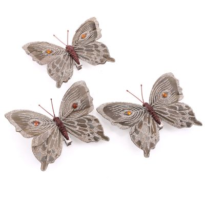 Copper Feather Butterfly Clips - Pack of 3