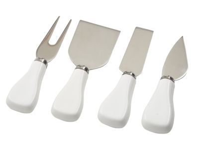 Davis & Waddell Bistro Cheese Knife Set 4pce White & Silver - 18cm(L) 