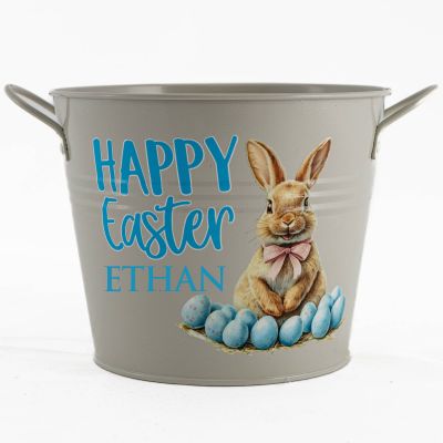 Easter Hamper Bucket - Sweet Sitting Bunny and Eggs