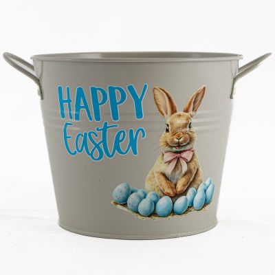 Easter Hamper Bucket - Sweet Sitting Bunny and Eggs