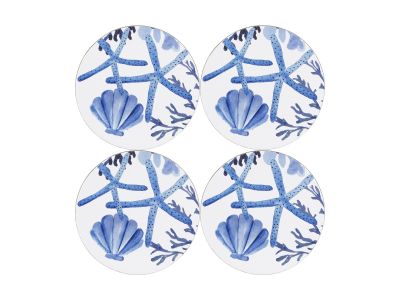 Maxwell & Williams Blue Coral Round Cork Backed Coaster- Set of 4