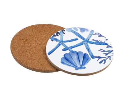 Maxwell & Williams Blue Coral Round Cork Backed Coaster- Set of 4