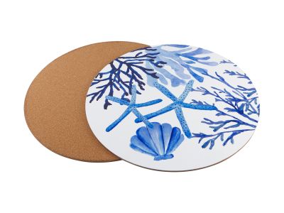 Maxwell & Williams Blue Coral Round Cork Backed Placemat  - Set of 4