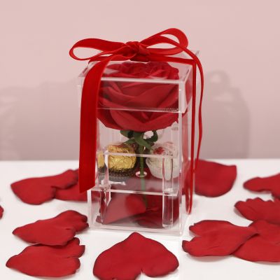 Valentine's Everlasting Single Rose in Crystal Acrylic Gift Box