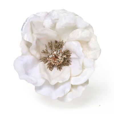 Ivory Velour Magnolia Flower Clip