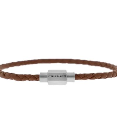 Steel and Barnett - Luke Landon - Peanut Leather Bracelet - Silver Clasp - Medium