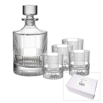 Marque Decanter Set w/ 4 glasses - Checkered