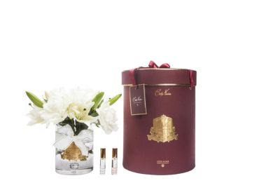 Cote Noire Luxury- Champagne Roses & Lilies in a Burgundy Box