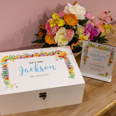 Personalised Spring Fresh Wedding Wishing Well Keepsake Box