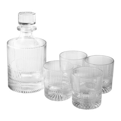 Marque Decanter Set w/ 4 glasses - Checkered