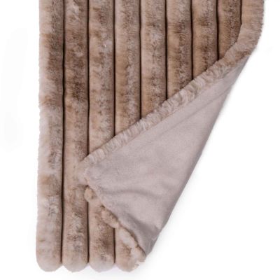 Natural Brown Ultra Soft Ribbed Faux Fur Table Runner