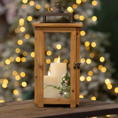 Natural Wood Frame Lantern