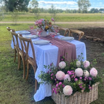 Nude Pink Velvet Long Table Runner - 4.5m