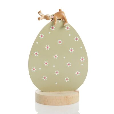 Olive Easter Egg Ornament with Bunny Figurine