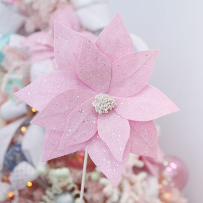 Pale Pink Flower with Silver Glitter