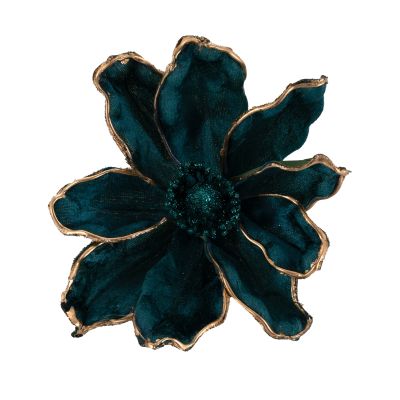 Peacock Green with Gold Edge Magnolia Flower Clip