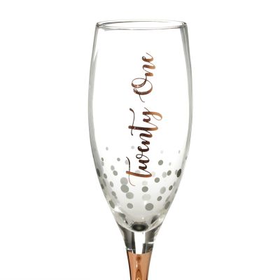 Personalised Rose Gold 21st Birthday Champagne Flute Glass