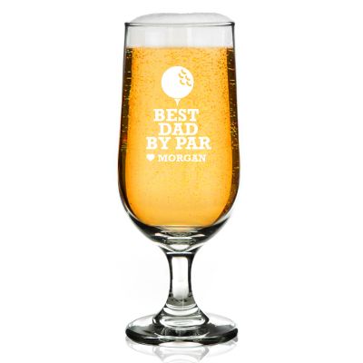 Personalised Best Dad By Par Beer Glass