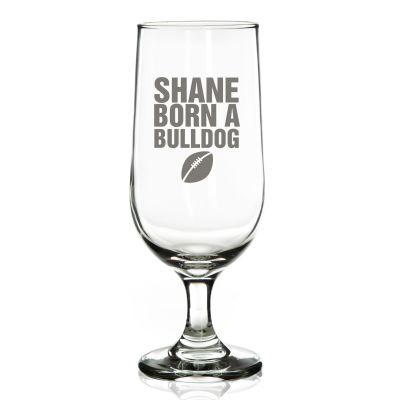 Personalised Born for Footy Beer Glass