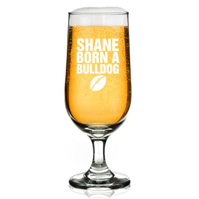 Personalised Born for Footy Beer Glass