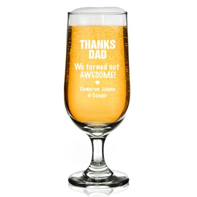 Personalised Thanks Dad Beer Glass