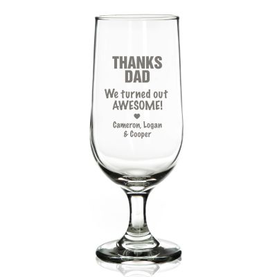 Personalised Thanks Dad Beer Glass