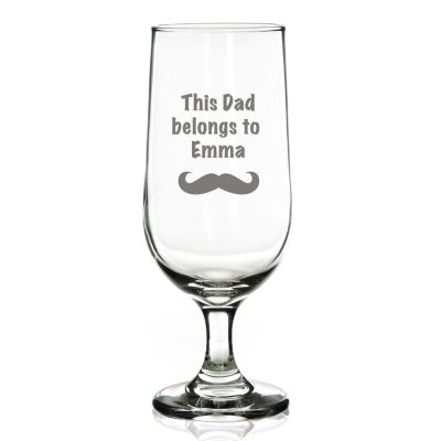 Personalised This Dad Belongs To Beer Glass