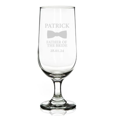 Personalised Wedding Groomsman Beer Glass - Tuxedo