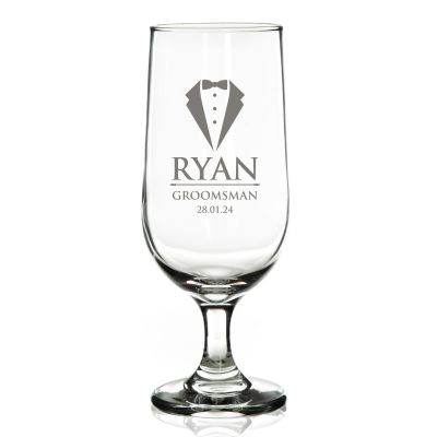 Personalised Wedding Groomsman Beer Glass