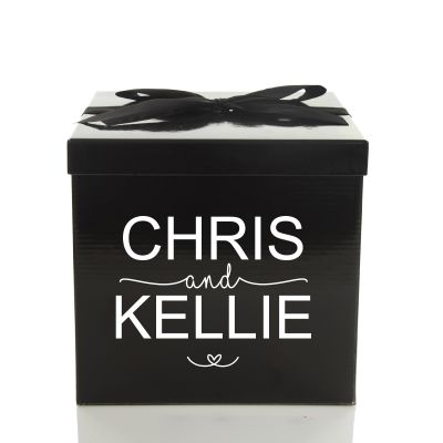 Personalised Black Gift Box with Bow - Double Name