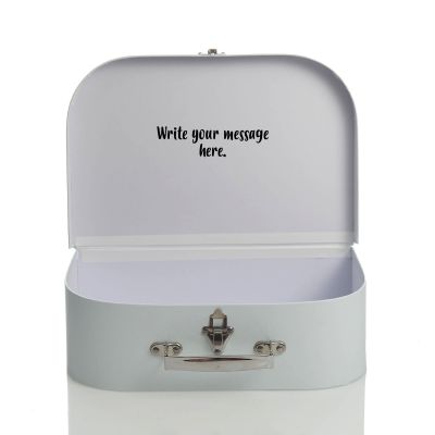 Personalised Ice Blue Baby's Suitcase Keepsake Box - Metallic