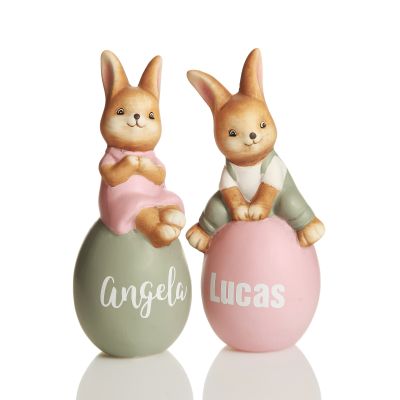 Personalised Playful Bunny on Pink Egg