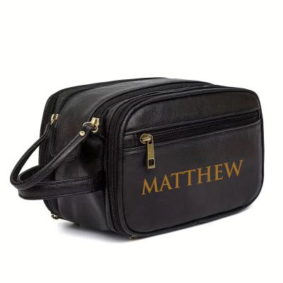 Personalised Deluxe Double Zip Toiletry Bag - Black