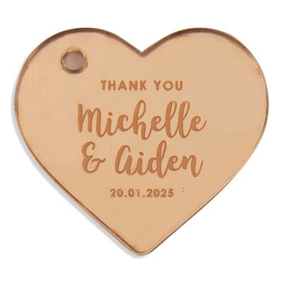 Personalised Etched Heart Wedding Favor Tags