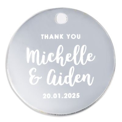 Personalised Etched Round Wedding Favor Tag